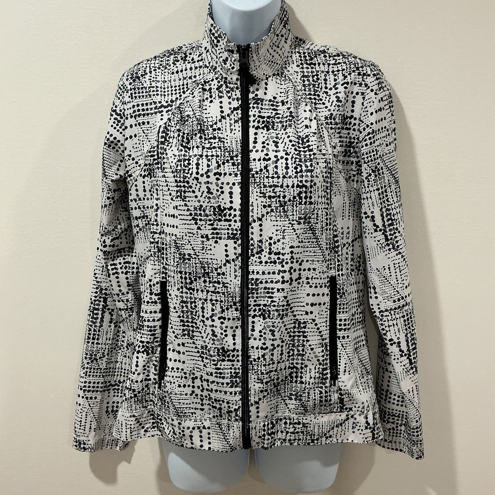 Barco One Uniforms 2-Pocket Scrubs Full Zip Jacket Graphic Print Size Small